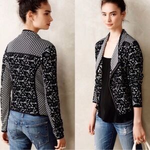 Anthropologie Moth Black Jacquard Lace Moto Zip Jacket!
